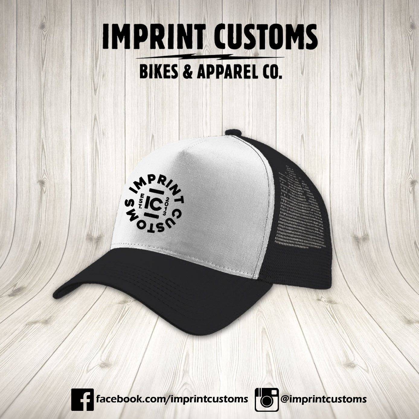 YUPOONG TRUCKER CAP - BASIC BLACK WHITE