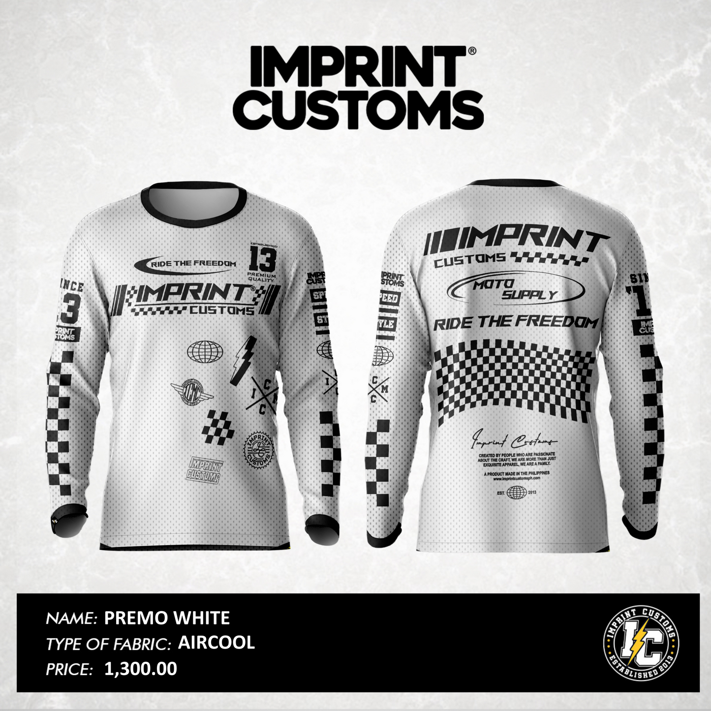 IMPRINT CUSTOMS - PREMO WHITE RIDING JERSEY