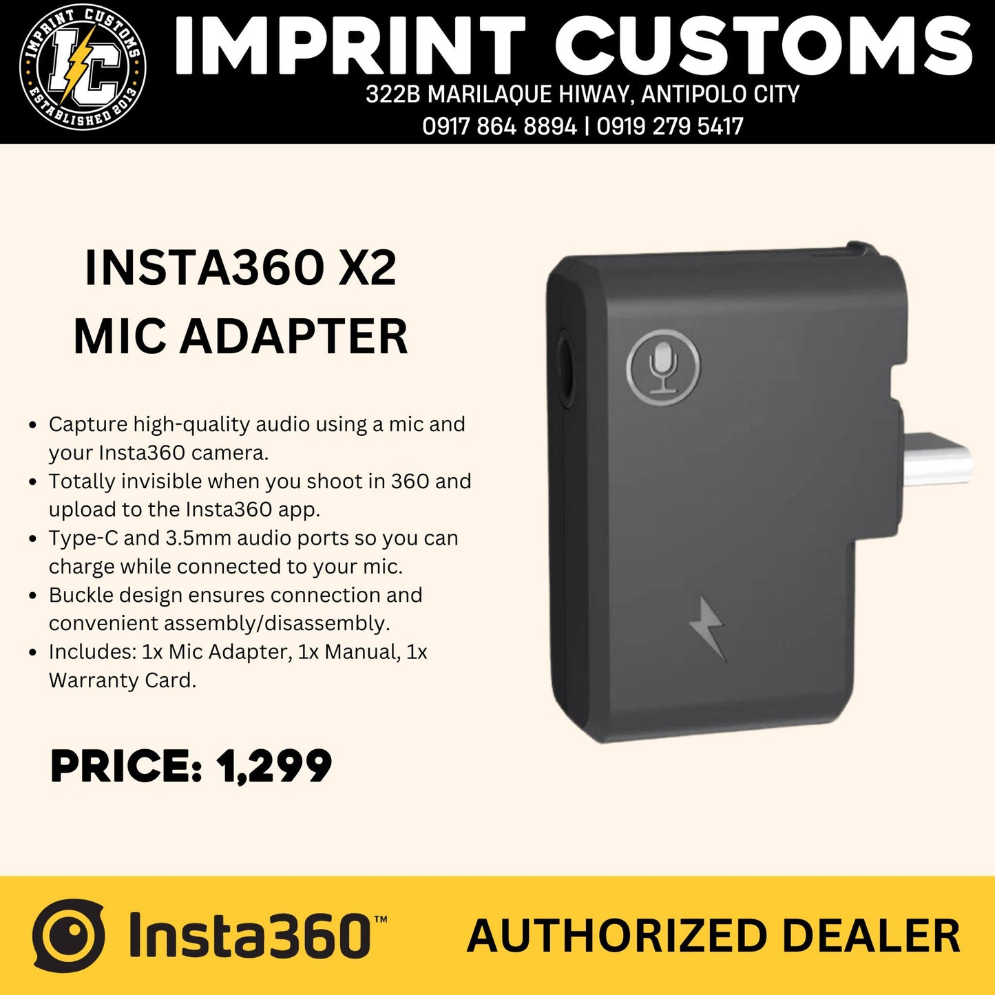 Insta360 X2 MIC Adapter